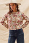 SO ME Floral Print Button Front Sweater Cardigan