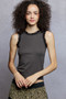 POL Round Neck Cropped Tank with Lace Trim