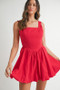 MABLE Poplin Square Neckline Bubble Mini Dress