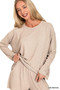 Zenana Soft Melange Long Sleeve Tee and Shorts Set