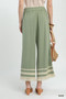 Umgee Lace Trim Fringe Hem Wide Leg Pants