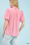 Umgee Seersucker Puff Sleeve Blouse