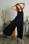 ADORA Full Size Elastic Ruffle Shoulder Jumpsuit Plus Size