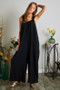 ADORA Full Size Elastic Ruffle Shoulder Jumpsuit Plus Size