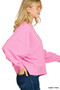 Zenana Ribbed Round Neck Pullover and Shorts Set
