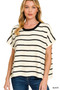 Zenana Striped Oversize Sweater Top