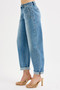RISEN Full Size Mid Rise Fit Barrel Roll Up Jeans Plus Size