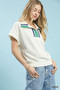 Umgee Striped Collared Neck Half-Zip Top