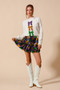 SO ME Mardi Gras Checker Sequins Mini Skirt