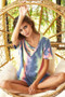 BiBi Tie Dye Terry V Neck Top With Double Strap