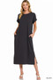 Zenana Round Neck Short Sleeve Midi Dress