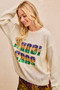 BiBi Mardi Gras Sequin Lattering Knit Top
