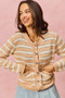SO ME Stripe Long Sleeves Button Sweater Cardigan