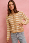 SO ME Stripe Long Sleeves Button Sweater Cardigan
