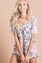 BiBi Tie Dye Print Terry Deep U Neck Top