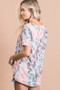 BiBi Tie Dye Print Terry Deep U Neck Top