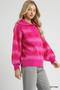 Umgee Floral Patterned Jacquard Quarter-Zip Pullover Sweater