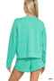 Zenana Scuba Long Sleeve Sweatshirts & Shorts Set