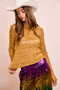 BiBi Ruffles Detail Mardi Gras Color Flower Lace Top