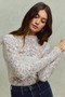 SO ME Lace Long Sleeve 3d Effect Floral Layering Top