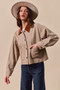 SO ME Cotton Twill Cropped Barn Jacket wtih Collar