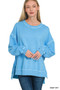 Zenana Full Size French Terry Pigment Dye & Enzyme Washing Pullover Plus Size