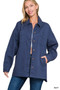 Zenana Oversized Collared Neck Button Front Shackets