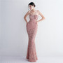 Velvet Sequin Sling Sequin Long Formal Party Slim Evening Dress