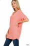 Zenana Raised Rib V-Neck Batwing Top