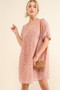 And The Why Woven Leopard Baby Doll Roll-Sleeve Casual Dress