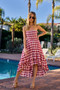BiBi Smocked Body Off Shoulder Check Dress