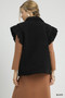 Umgee Corduroy Quilted Ruffle Sleeve Vest
