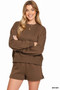 Zenana Fleece Round Neck Sweatshirt and Shorts Set