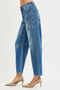 RISEN 4 Way Stretch Mid Rise Barrel Jeans with Patch Pocket Detail