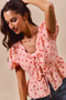 SO ME All Over Heart Ribbon Tie Baby Doll Valentine Blouse