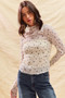 SO ME Floral Print Textured Long Sleeve Knit Top