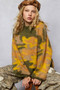 POL Mock Neck Abstract Colorblock Pattern Sweater
