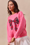 SO ME Checker Plaid Ribbon Christmas Holiday Sweater