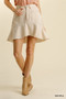 Umgee Linen Blend 5 Pockets High Low Skirt with Frayed Hem