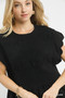Umgee Linen Blend Smocked Peplum Blouse