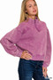 Zenana Acid Wash Fleece Half Zip Sweatshirt