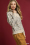 Umgee Leopard Print Quarter-Zip Knit Sweater