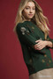 Umgee Floral Mock Neck Knit Top with Wide Sleeves