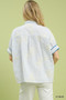 Umgee Striped Embroidered Blouse with Scallop Trim