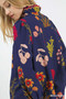 Umgee Flower Print Blouse with Scalloped Neckline