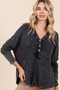 Mittoshop Washed V-Neck Long Sleeve Blouse