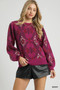 Umgee Boho Patterned Long Sleeve Sweater