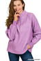 Zenana Ribbed Two Tone Half Zip Sweater