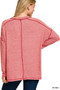 Zenana Full Size Melange Hacci Exposed Seam Hi-low Tee Plus Size
