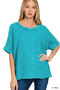 Zenana Washed Double Gauze Exposed Seam Short Sleeve Top